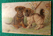 Old postcard - illustrator m. STOCKS - TWO DOGS IN THE NICHE - SERIES 1040 NO. 11