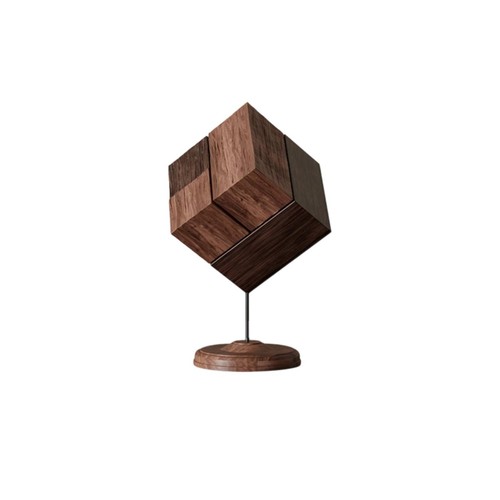 Cube bois sur socle - cube, en