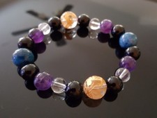 Hand carved onyx gold apatite power stone Chrome G-dragon Hearts bead bracelet