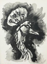 JEAN LURCAT : LA GRUE CENDRÉE. LITHOGRAPHIE ORIGINALE EN NOIR.