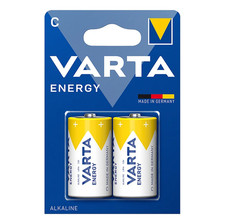 2 VARTA ALKALINE BATTERIES C LR14 ENERGY 1.5V BABY MN1400 EXP 2025 2BL VALUE NEW