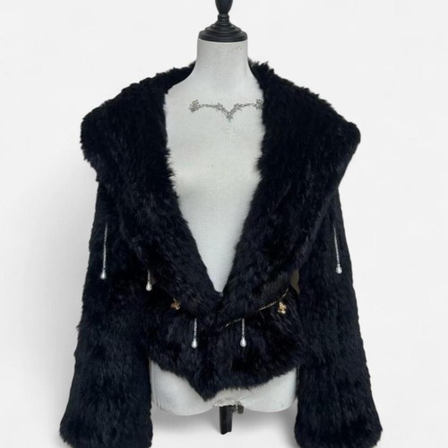 Veste noire fourrure - veste, en