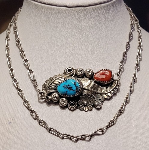 Collier navajo ancien argent - collier,