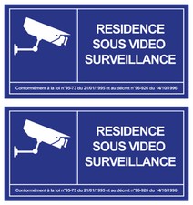 2 x RESIDENCE UNDER VIDEO SURVEILLANCE ALARM CAMERA 12cm STICKER - VA179