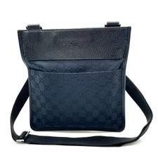 Auth Gucci GG Canvas x Leather Black 27639 213317 Sacoche Shoulder Bag SK100223