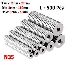 N35 Super Strong Ring Round Disc Magnets Rare Earth NdFeB Countersunk With Hole