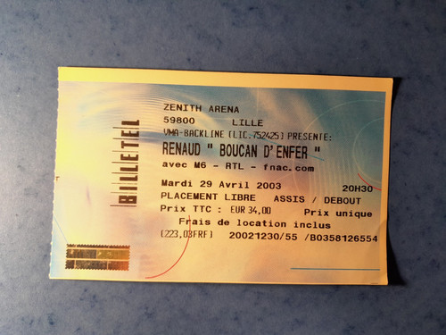 Renaud ticket concert billet - renaud,