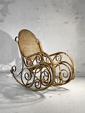 1950 ROCKING CHAIR ART DECO MODERNIST SHABBY-CHIC Bamboo Adnet Thonet
