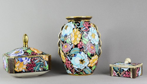 Lot vase 2 bonbonnières - et,