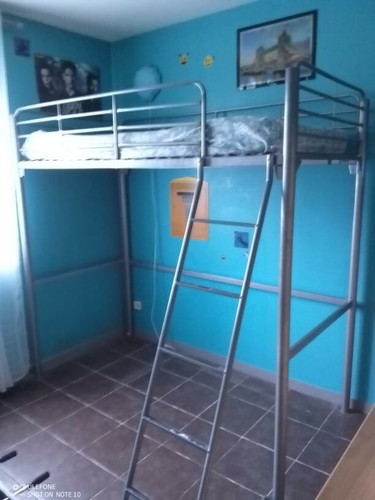 Lit mezzanine métal - +, matelas