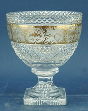 VAL SAINT LAMBERT CRYSTAL VASE BELGIUM gold decorations early 1900s sim. BOHEMIA