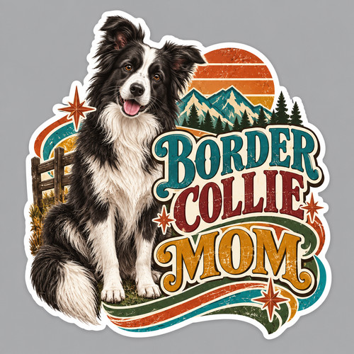 Border collie mom - collie, sticker