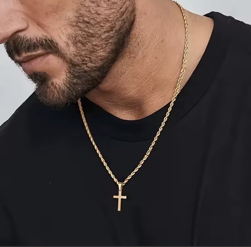 Collier croix acier - collier, en
