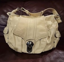 FRANCESCO BIASIA Cream Leather Large Shoulder Bag Purse-NICE