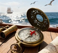 Boussole Vintage En Métal