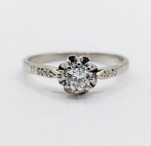 Bague solitaire art - deco, or