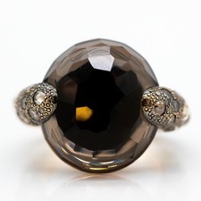 Anneau Pomellato Catano 750/18K Rg 20 Diam. Env. 2.95ct F/VVS1 Quartz Fumé Gr.