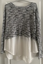 Top Manches Longues Effet Superposé Bas Type Voile Blanc Haut Gris Chiné ZARA M