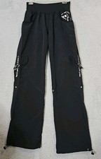 Zumba Fitness Women’s Black Cargo Pants Large Neon Convertible Capris