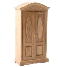 Maison de Poupées Chêne Clair 2 Porte Garde-Robe Miniature 1:12 Chambre Meubles