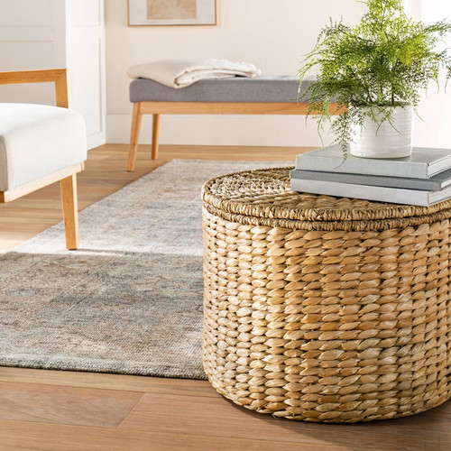 Wicker storage ottoman natural - wicker,
