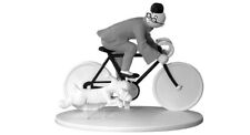 Tintin Cycling & Snowy B&W Black & White Bicycle Figure - Photo Compliant!