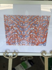 Abstract Red & Blue Art Print in IKEA Ribba Frame 16x20 Wall Decor