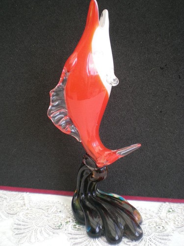 Statue dauphin verre colore - statue,