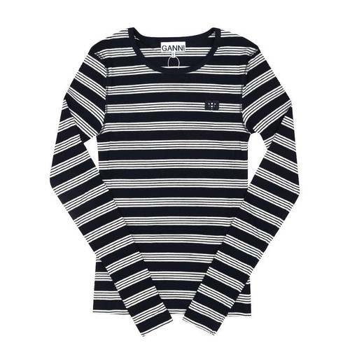 Ganni soft cotton rib stripe - ganni,