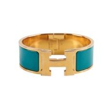 Hermes Enamel Wide Clic Clac H Bracelet PM Turquoise 16cm