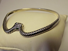 ARGENT 925 jonc ouvert serpent yeux vert