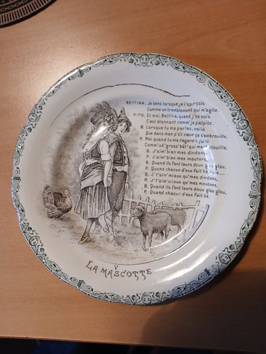 Mascotte ancienne assiette - la,