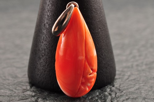 Pendentif larme corail - larme, de