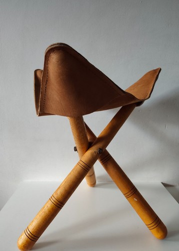 Ancien tabouret pliant safari - ancien,