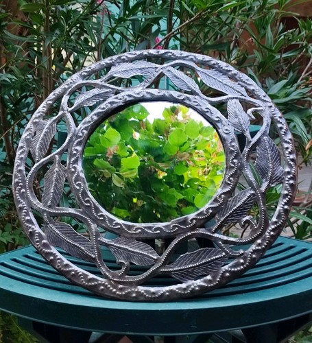 Ancien miroir rond métal - miroir, en