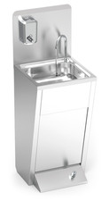 Lave mains inox sur pied + Dosseret inox + Distributeur de savon en inox