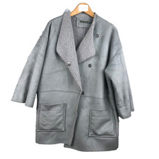 Mint Velvet manteau femme taille euro 42 UK 14 gris 100% polyester daim coat