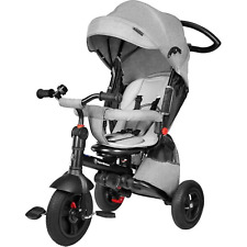 Tricycle Evolutif Enfant 1-5 Ans, Poussette, Siège Pivotant, Gris