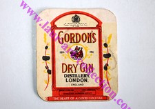 GORDON'S DRY GIN - ANTIQUE SOUS BOCK COASTER BEER BEER ALCOHOL BEER COASTER