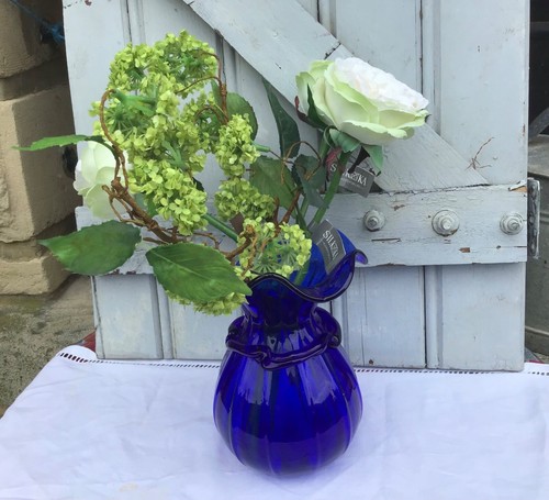 Joli vase verre bleu cobalt - joli,