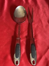 INOX Edelstahl Rostfrei 18/8 Stainless Steel Serving BBQ Fork & Spoon 13" S1