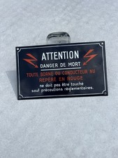 Plaque Emaillee Ancienne XL  20 Cm danger Mort  Machiniste atelier Conducteur Nu