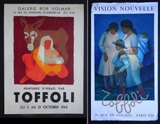 TOFFOLI Lot de 2 Affiches originales 1963 Lithographie Peinture Israël Vision