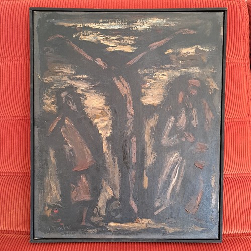 Huile sur toile - huile, cruxifiction