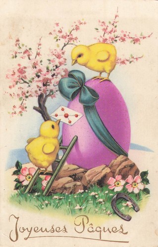 Illustree paques poussin - cp,