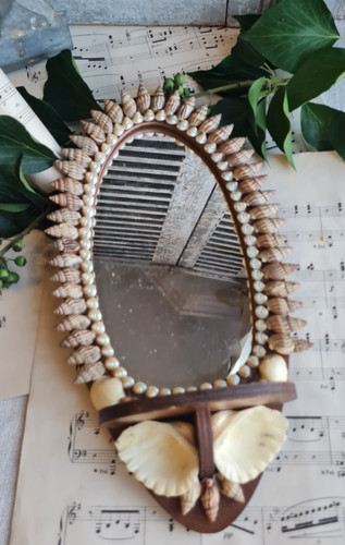 Ancien miroir mural coquillage - ancien,
