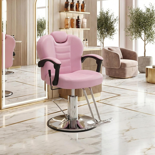 Pink reclining barber chair - reclining,