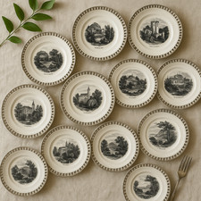 11 Antique Openwork Plates 19th Century - Romantic Views of Germany - Ø17.5cm »