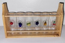 Liqueur glass set of 6 fruits in glasses with decorative stand