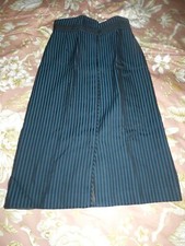 Jupe BOUTONNEE Femme Taille 36 Rayure Noire Bleue 100% LAINE DOUBLEE